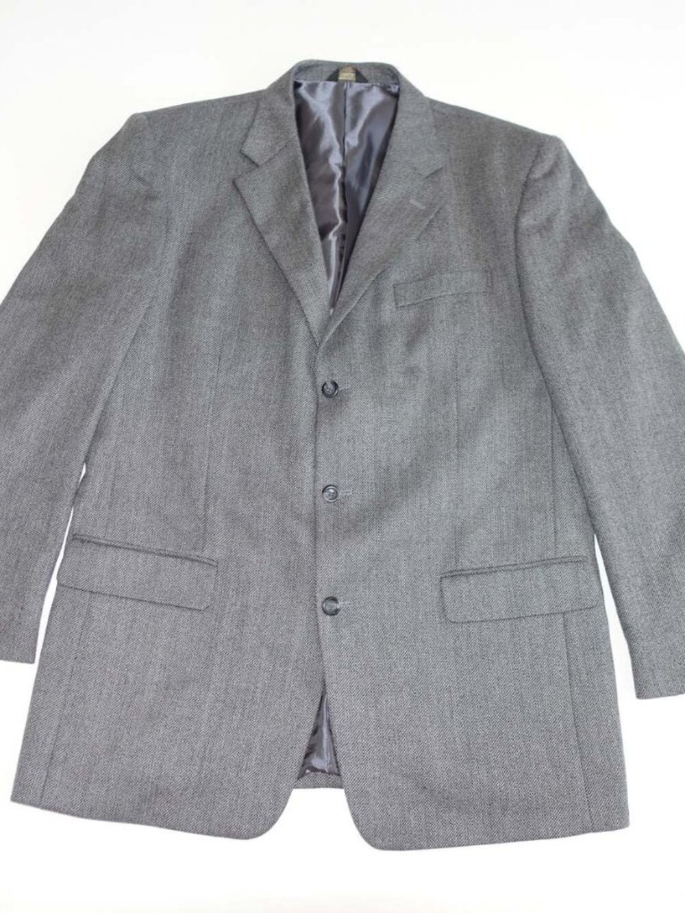 Montefino Uomo Mens 3 Button Suit Jacket Size 44 Long Medium Gray Lambs Wool 44L